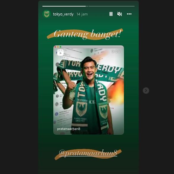 Pratama Arhan disambut Tokyo Verdy. (Instagram/@tokyo_verdy)