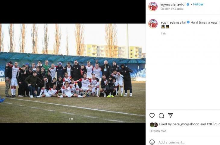 Unggahan Egy Maulana Vikri di tengah kabar FK Senica bangkrut. (Instagram/@egymaulanavikri)