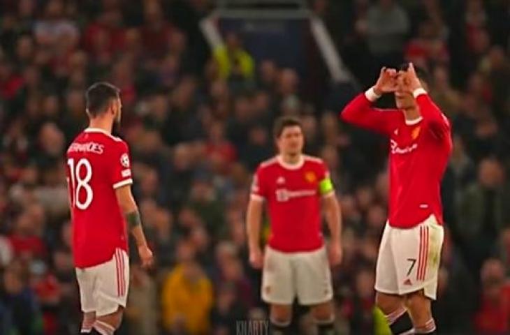 Momen Cristiano Ronaldo marah ke wasit saat Man United lawan Atletico Madrid di Liga Champions. (tangkapan layar YouTube knarty)