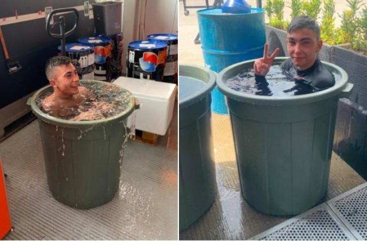 Pebelap MotoGP berendam di air. (Twitter/@Tech3Racing)