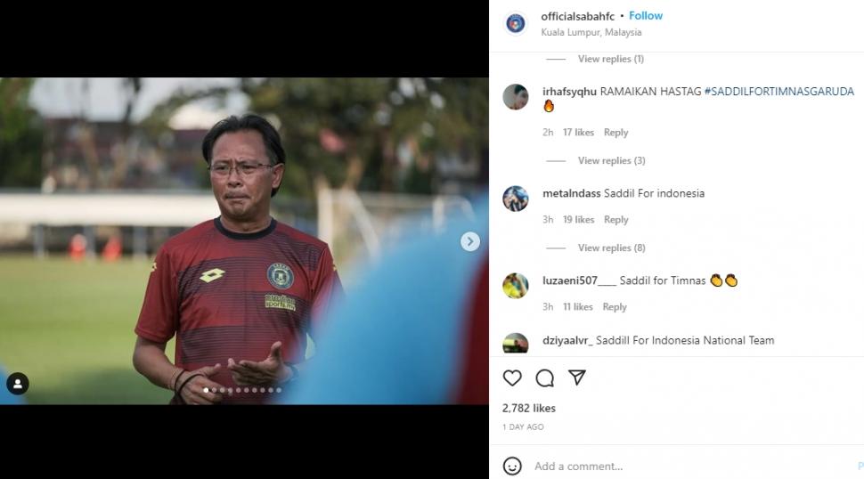 Instagram Sabah FC diserang netizen Indonesia. (Instagram/officialsabahfc)