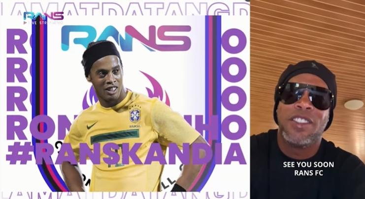 Ronaldinho sampaikan salam usai didatangkan Rans Cilegon FC. (YouTube/Rans Entertainment)