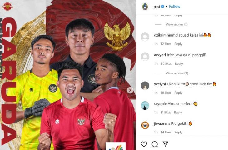 Netizen tanyakan Irfan Jaya. (Instagram/@pssi)