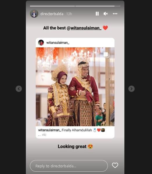 Ucapan David Balda untuk Witan Sulaeman resmi menikahi Rismahani. (Instagram/@witansulaeman_)