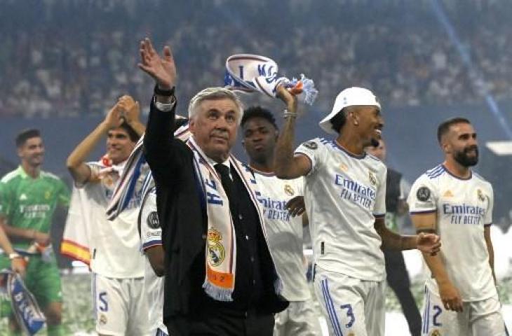 Carlo Ancelotti antar Real Madrid juara Liga Champions 2021/2022. (AFP)