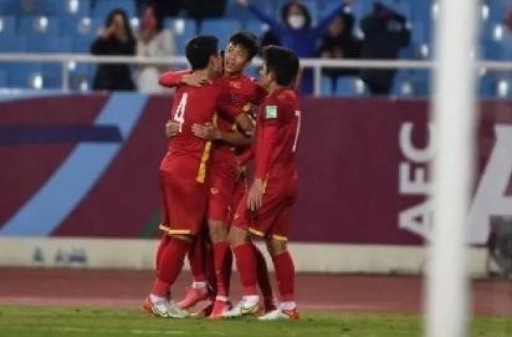 Timnas Vietnam menang di babak ketiga Kualifikasi Piala Dunia 2022 atas China. (Nhac NGUYEN / AFP)