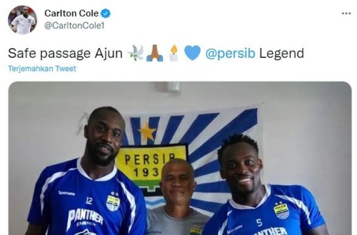 Eks Chelsea, Carlton Cole ikut ucapkan duka meninggalnya kitman Persib, Pak Ajun. (Twitter/@CarltonCole1)