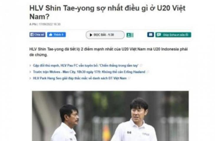 Shin Tae-yong disebut takut menghadapi Vietnam U-19 (Soha.vn)