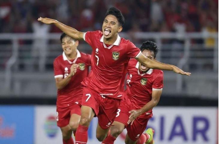 Selebrasi Marselino Ferdinan usai mencetak gol ke gawang Vietnam di Kualifikasi Piala Asia U-20 2023. (Dok. PSSI)