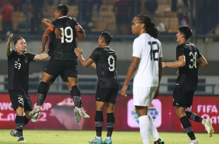 Selebrasi para pemain Timnas Indonesia usai mencetak gol ke gawang Curacao. (Dok. PSSI)