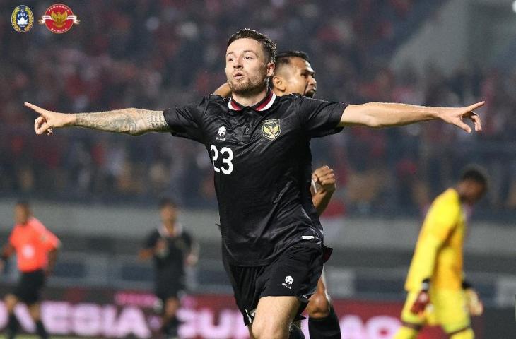 Selebrasi Marc Klok usai menjebol gawang Curacao. (Dok. PSSI)