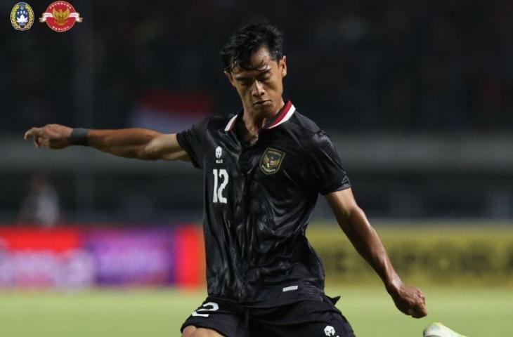 Bek kiri Timnas Indonesia, Pratama Arhan, dalam laga melawan Curacao, Sabtu (24/9/2022). (Dok. PSSI)