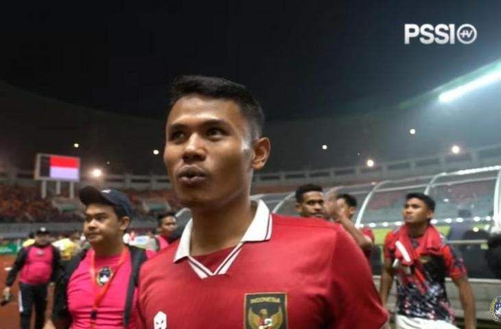 Striker timnas Indonesia, Dimas Drajad. (YouTube/PSSI TV)