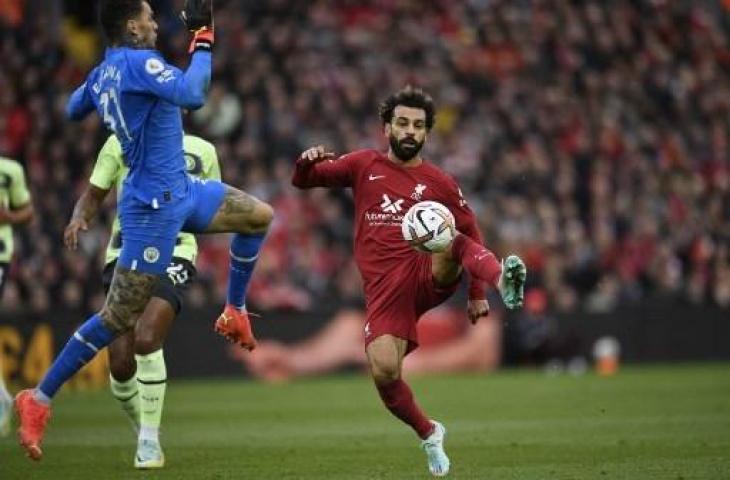 Mohamed Salah jadi bintang kemenangan Liverpool berkat gol tunggalnya ke gawang Manchester City dalam kemenangan 1-0. (AFP)