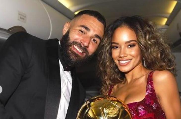 Potret Karim Benzema bersama kekasihnya, Jordan Ozuna usai sabet gelar Ballon d'Or 2022. (Instagram/jiordyn)