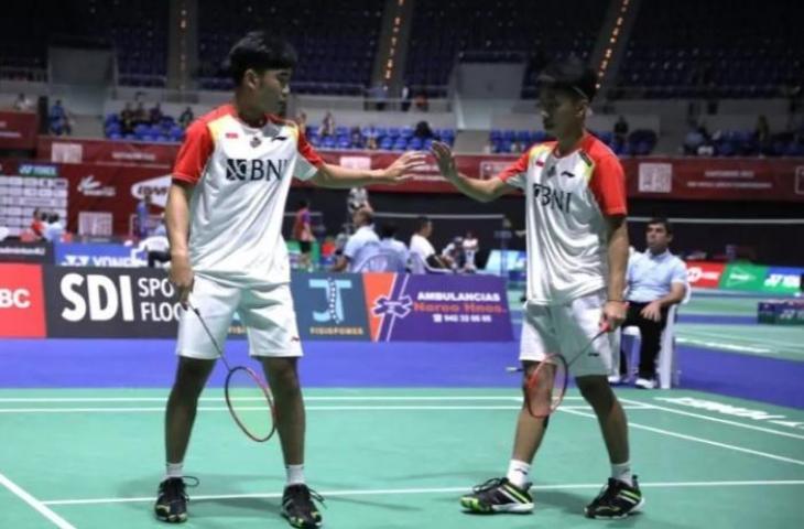 Ganda putra Indonesia Muh Putra Erwiansyah/Patra Harapan Rindorindo di Kejuaraan Dunia Junior (WJC) 2022. (Antara/HO-PBSI)