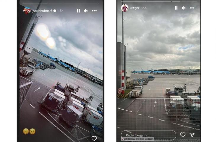 Justin Hubner dan Ivar Jenner posting Insta-story di bandara (Instagram/@justinhubner5, Instagram/@ivarjnr)