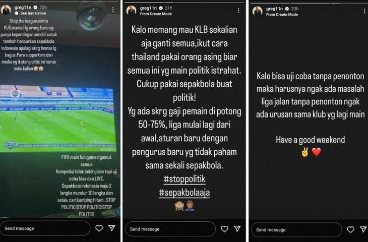 Kritik pedas Greg Nwokolo terkait Liga 1 yang tak kunjung dimulai (Instagram/greg11n)