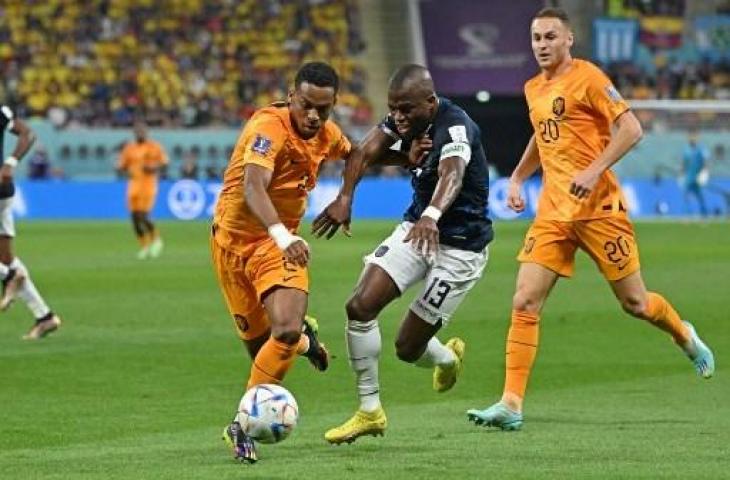 Enner Valencia cetak gol penyama kedudukan saat Ekuador tahan imbang Belanda 1-1. (AFP)