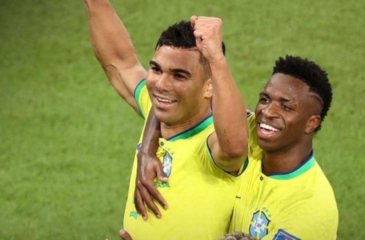 Selebrasi Casemiro usai menjebol gawang Swiss di Piala Dunia 2022. (Instagram/@fifaworldcup)