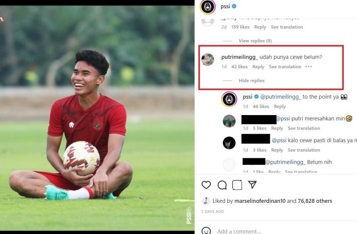 Unggahan PSSI yang diserbu netizen saat memposting foto Muhammad Ferrari. (Instagram/@pssi)