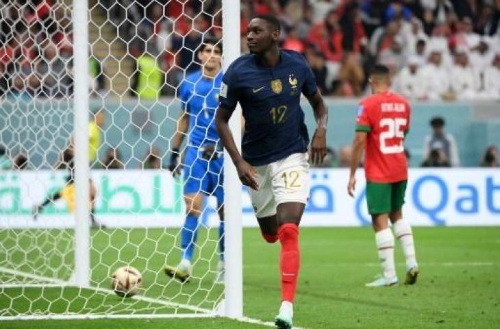 Randal Kolo Muani pencetak gol kedua Prancis saat taklukkan Maroko 2-0 di semifinal Piala Dunia 2022. (AFP)