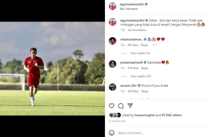 Egy Maulana Vikri merespons usai kabar dirinya dilepas FC ViOn Zlate Moravce. (Instagram/egymaulanavikri)