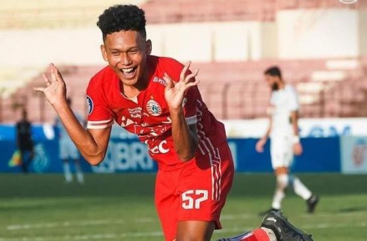 Selebrasi Ginanjar Wahyu usai mencetak gol ke gawang PSS Sleman di Liga 1 2022/2023. (Dok. Persija)