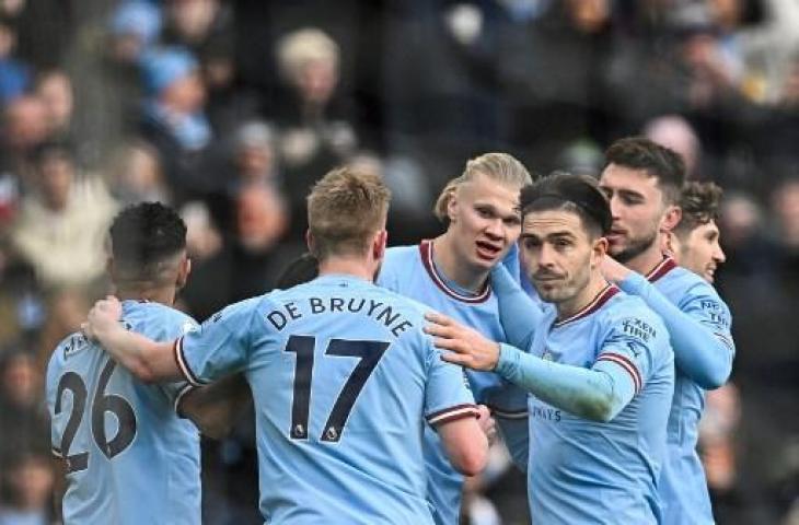 Erling Haaland cetak hattrick saat Manchester City taklukkan Wolves 3-0. (AFP)