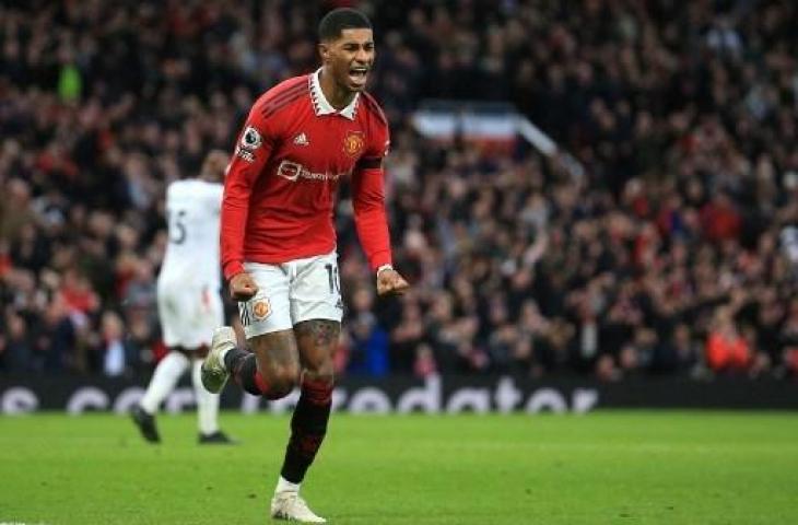 Marcus Rashford cetak satu gol saat Manchester United taklukkan Crystal Palace 2-1. (AFP)