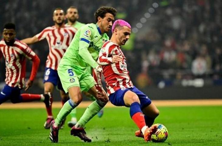 Aksi Antoine Griezmann saat Atletico Madrid ditahan imbang Getafe 1-1. (AFP)