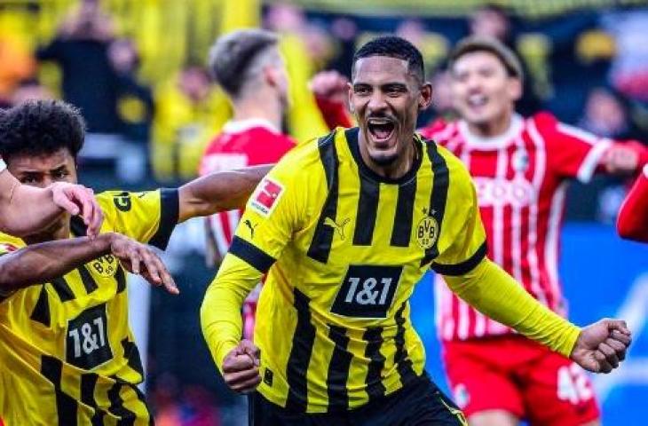 Sebastien Haller cetak gol debut buat Borussia Dortmund saat taklukkan Freiburg. (Twitter)