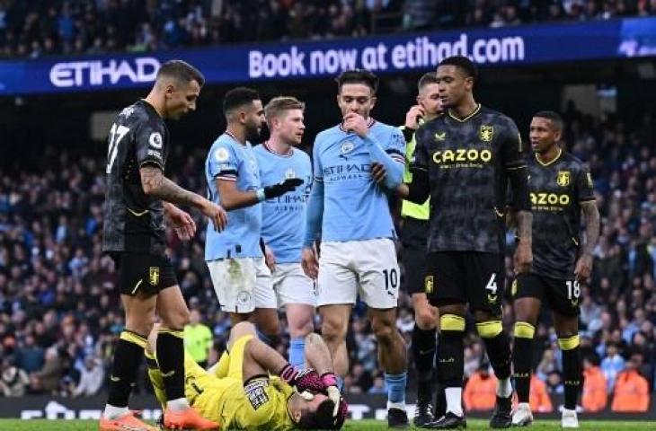 Tensi tinggi terjadi saat Manchester City kalahkan Aston Villa 3-1. (AFP)