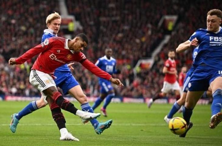 Marcus Rashford cetak dua gol saat Manchester United libas Leicester City 3-0. (AFP)