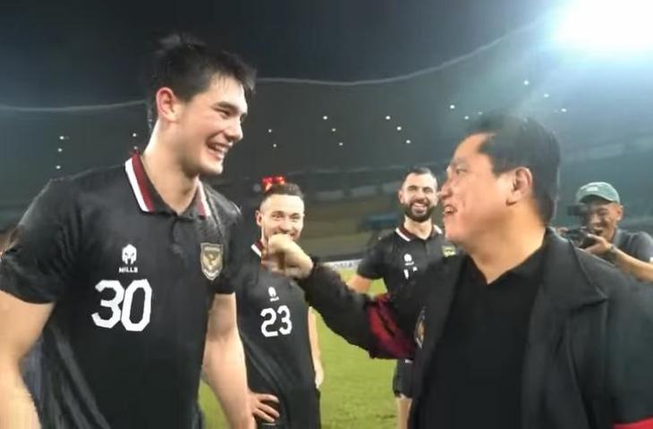 Elkan Baggott dilobi Erick Thohir untuk tampil di SEA Games 2023. (YouTube/PSSI TV)