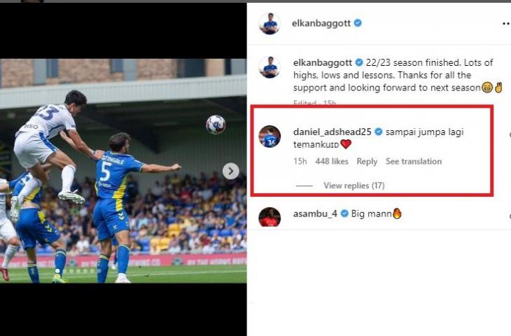 Elkan Baggott dapat pesan dari pemain Inggris dengan bahasa Indonesia. (Instagram/elkanbaggott)