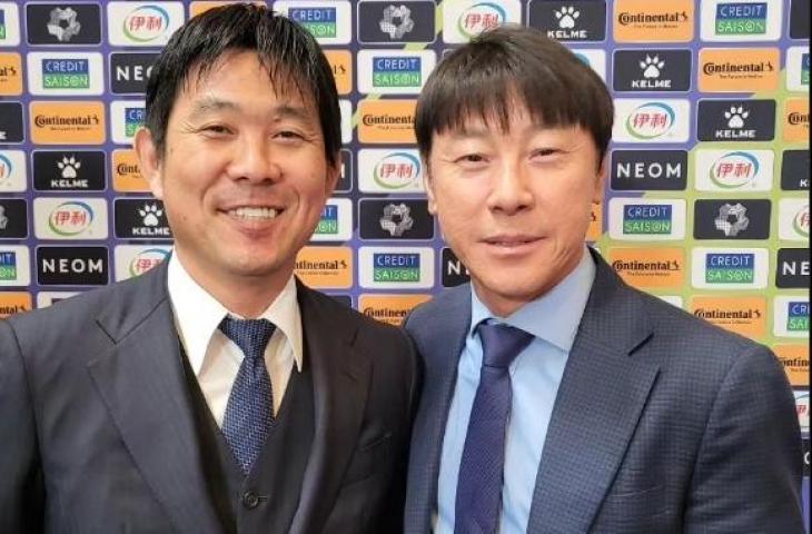 Pelatih Jepang, Hajime Moriyasu dan Shin Tae-yong atau pelatih Timnas Indonesia.(Instagram/shintaeyong7777)