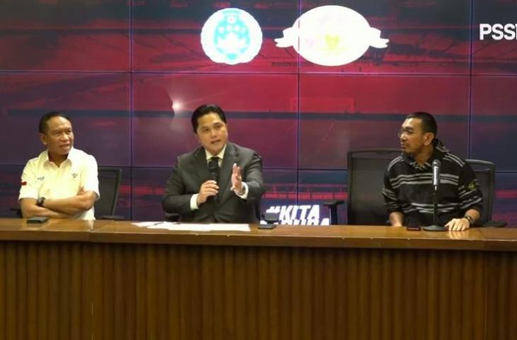 Ketua Umum PSSI, Erick Thohir saat konferensi pers pengumuman laga Timnas Indonesia vs Argentina. (PSSI)