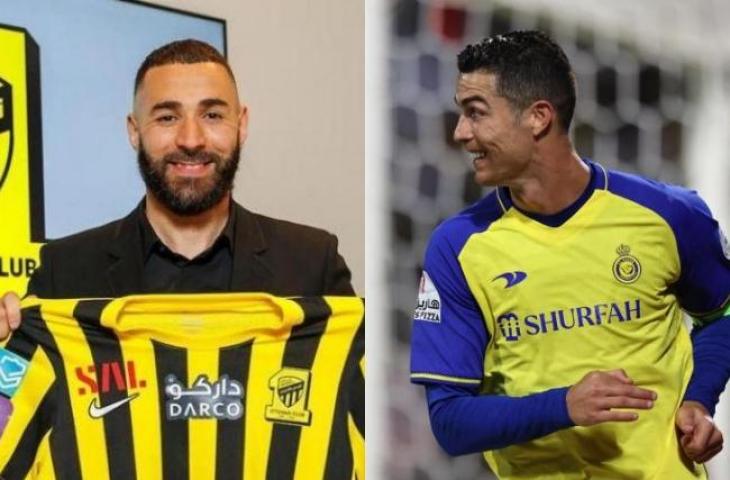 Karim Benzema dan Cristiano Ronaldo. (Dok Ittihad & AFP)