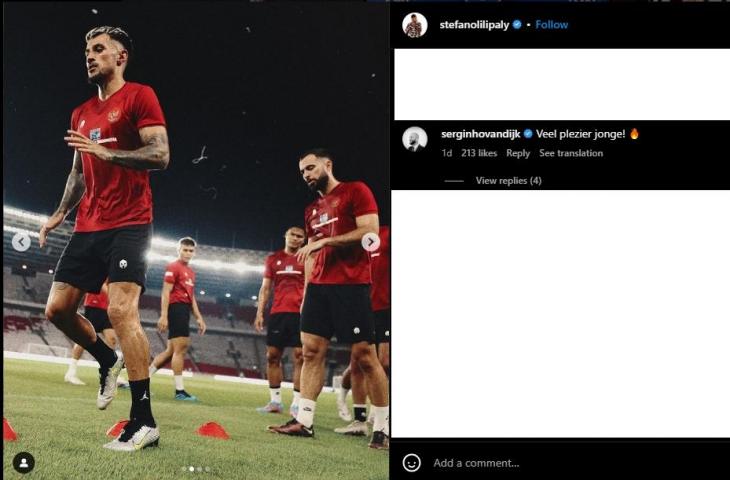 Van Dijk memberikan respons pada unggahan Stefano Lilipaly (Instagram/stefanolilipaly)