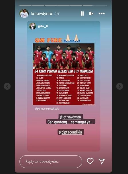 Lotra Widyanto banjir dukungan usai dipanggil seleksi Timnas U-17. (Instagram)