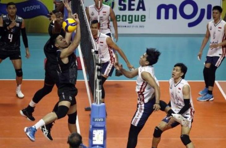 Duel Timnas Voli Putra Indonesia versus Thailand di SEA V League 2023. (Antara)