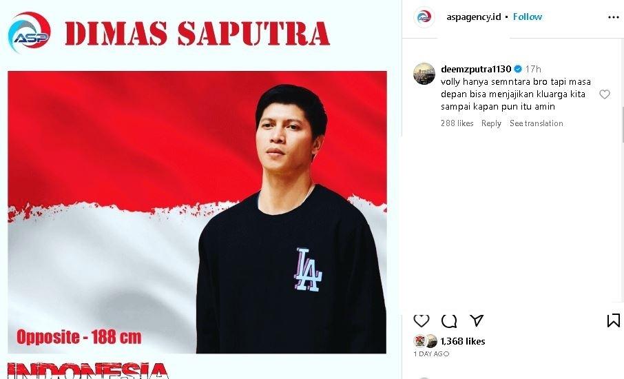 Pevoli Dimas Saputra batal gabung UEA. (Instagram)