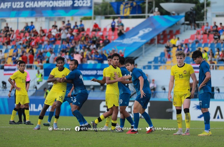 Thailand vs Malaysia dalam perebutan tempat ketiga Piala AFF U-23 2023. (Dok. FAM)