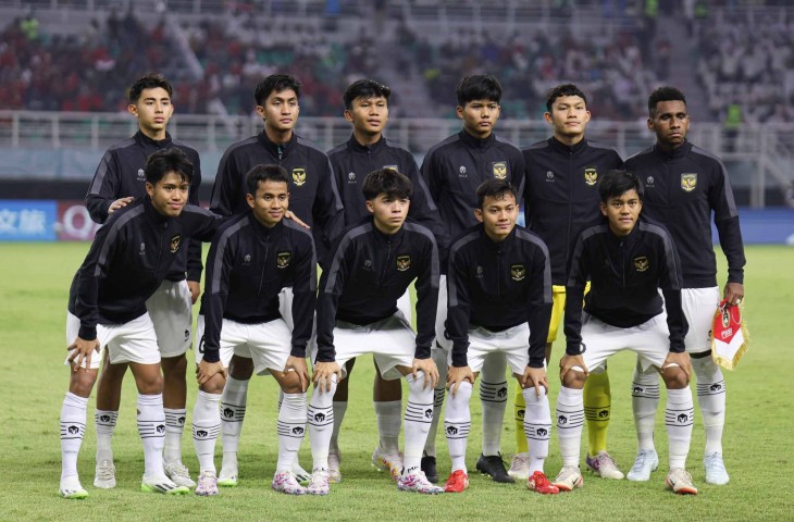 Skuad Indonesia saat hadapi Maroko di Piala Dunia U-17 2023.(Doc. LOC WCU17/NFL)