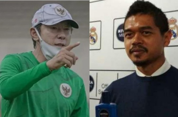 Shin Tae-yong didukung oleh Bambang Pamungkas agar terus melatih Timnas Indonesia. (dok. pssi) dan (suara.com/firsta)