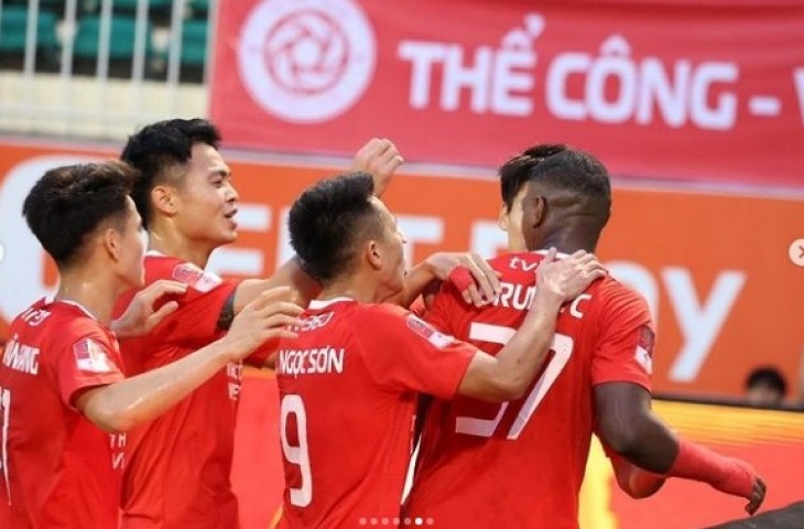 Bruno Cantanhede merayakan gol yang dicetaknya untuk Viettel FC. (Instagram Viettel FC)