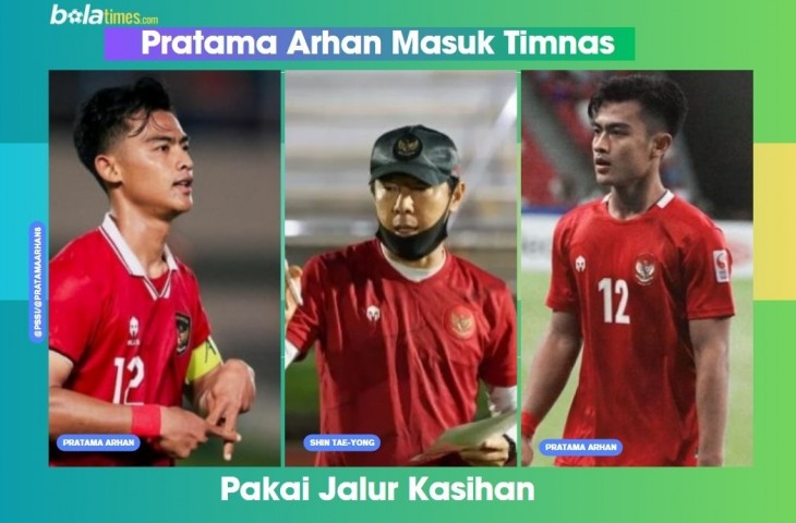 Kolase foto Pratama Arhan dan Shin Taeyong. Shin tae-yong dikritik lantaran memberi alasan memasukan Pratama Arhan karena kasihan.