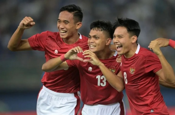 Timnas Indonesia berselebrasi atas kemenangan 1-2 dari Kuwait pada 2022 lalu.