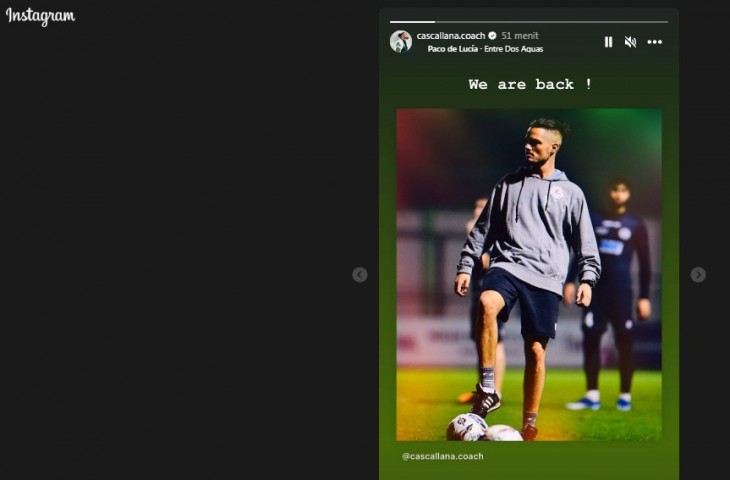 Unggahan mantan asisten pelatih Persib, Manuel Perez Cascallana. (tangkap layar Instagram)